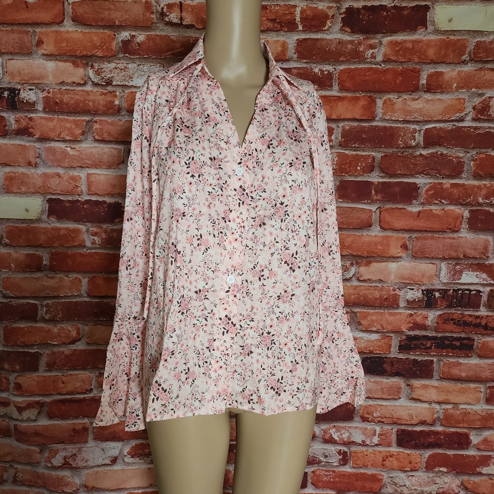 Boho Pink Floral Blouse XL  NWOT - Picture 7 of 8